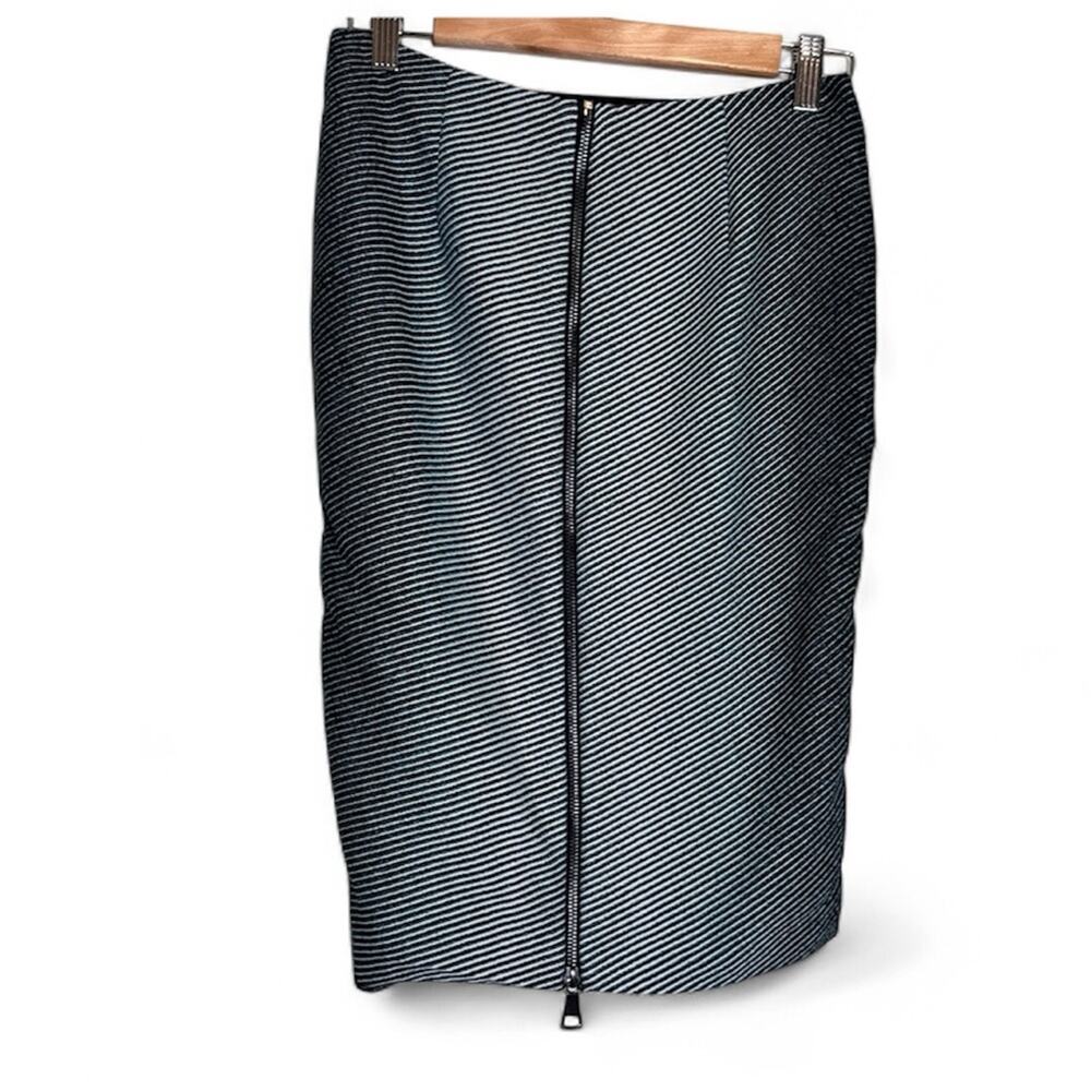 Cop Copine Black Teal Zip Up Pencil Skirt Womens 6 Modest Straight Fall
